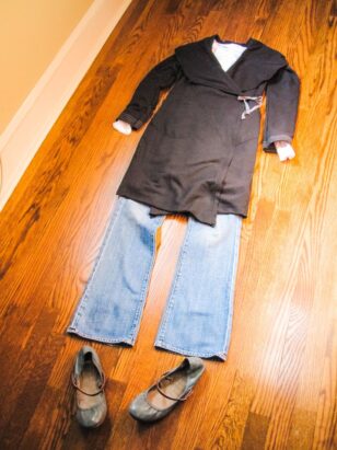 tumbleweed dress over tee shirt and jeans with leather belt