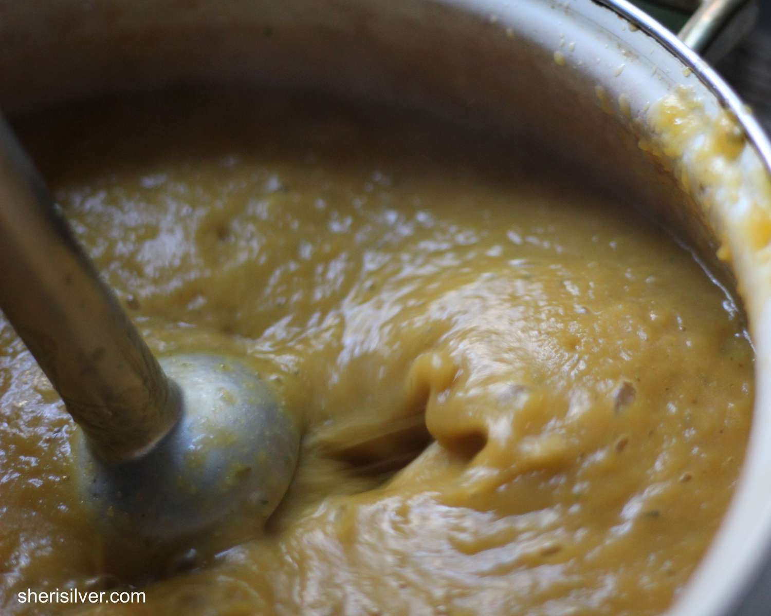 immersion blender in winter squash soup