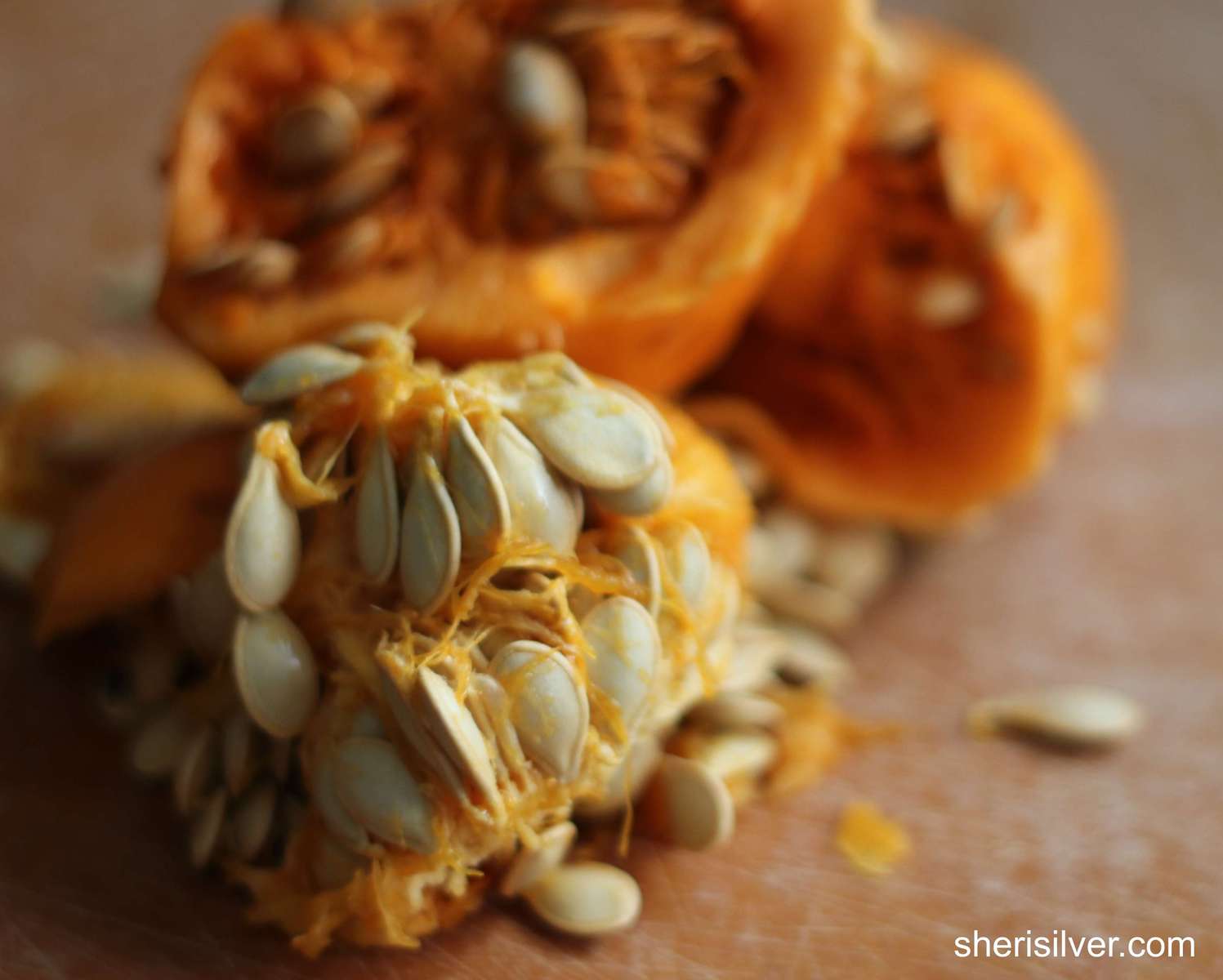 acorn squash seeds and flesh