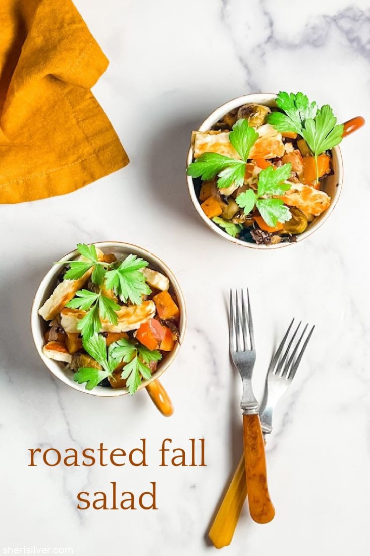 roasted fall salad in mugs