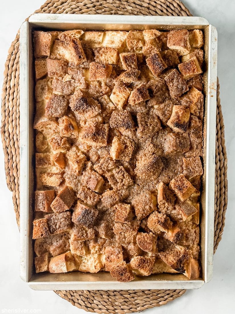 french toast bake in a baking pan