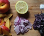 peach basil and red onion salad