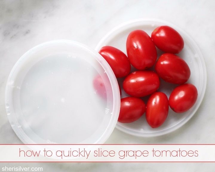how to quickly slice grape tomatoes