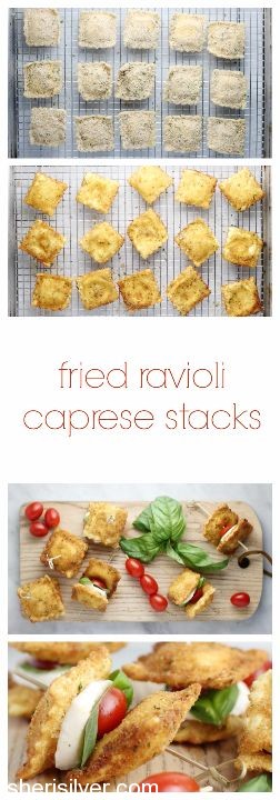 fried ravioli caprese stacks