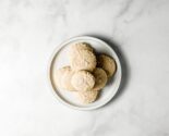 vegan almond flour cookies on a white plate