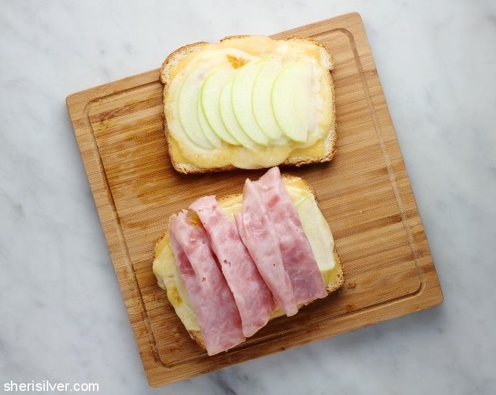 grilled gouda with honey ham apples and chutney mayo #ad