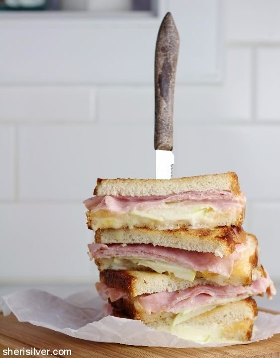grilled gouda with honey ham apples and chutney mayo #ad