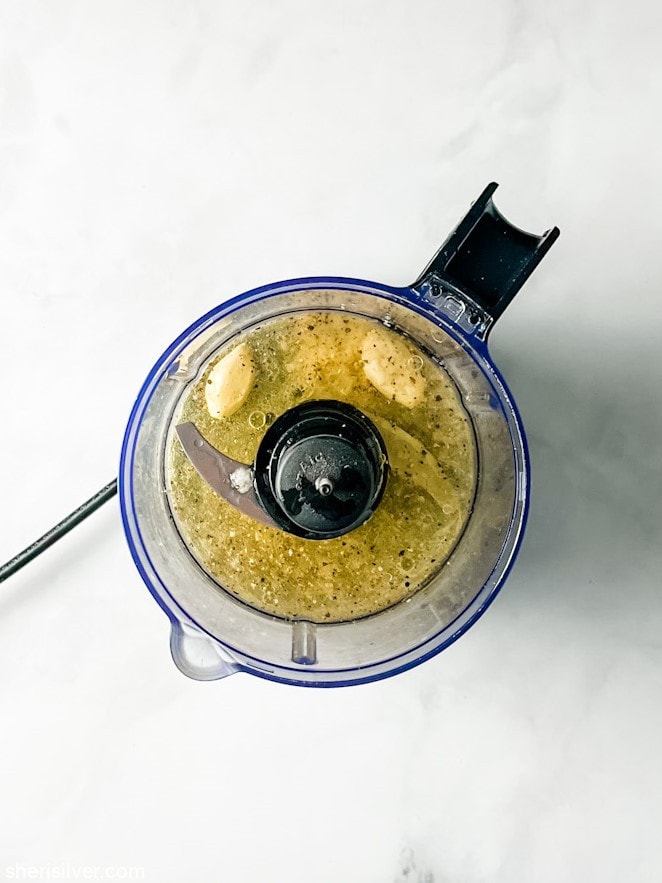 garlic oil and lemon juice in a food processor