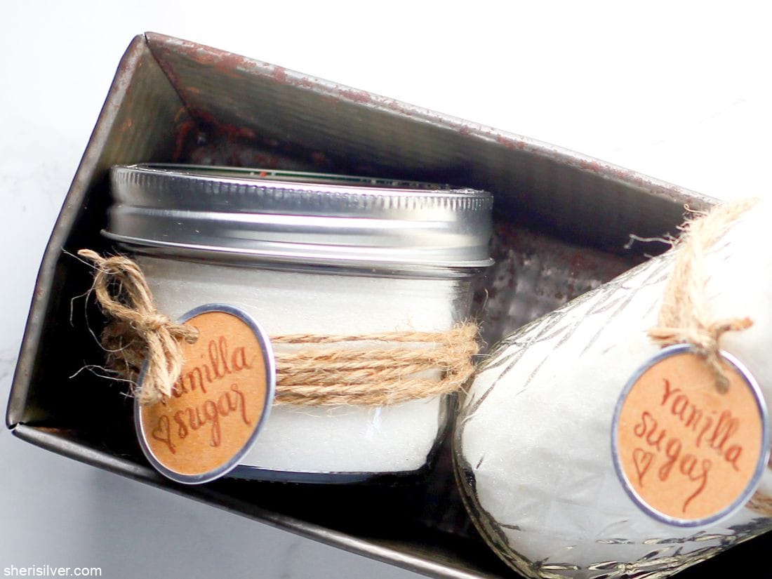 homemade vanilla sugar in mason jars