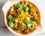 caprese pasta with lemony breadcrumbs