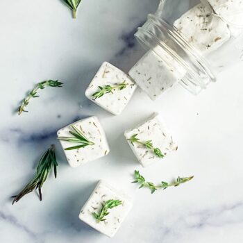 facial steamer tabs with rosemary thyme and mason jar