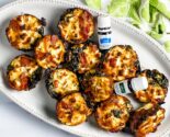 mini bacon kale frittatas on serving platter with essential oils