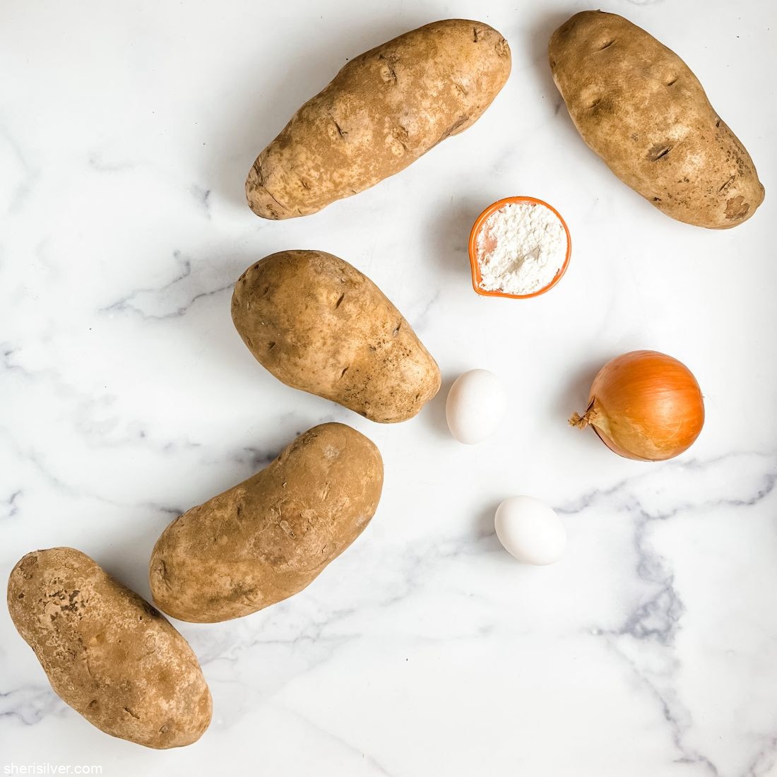 potatoes eggs onion and flour