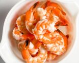 poached shrimp in a pyrex bowl
