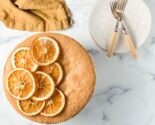 3 ingredient sponge cake with candied orange slices