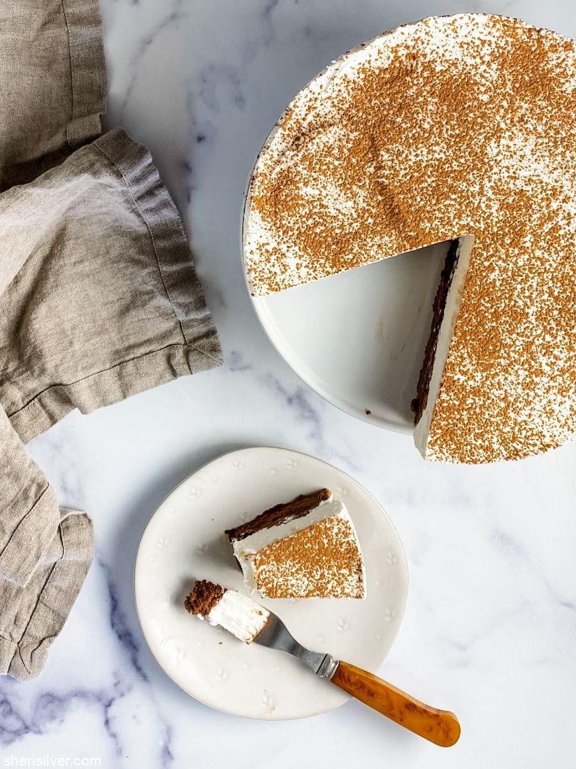 flourless chocolate cake on a white plate