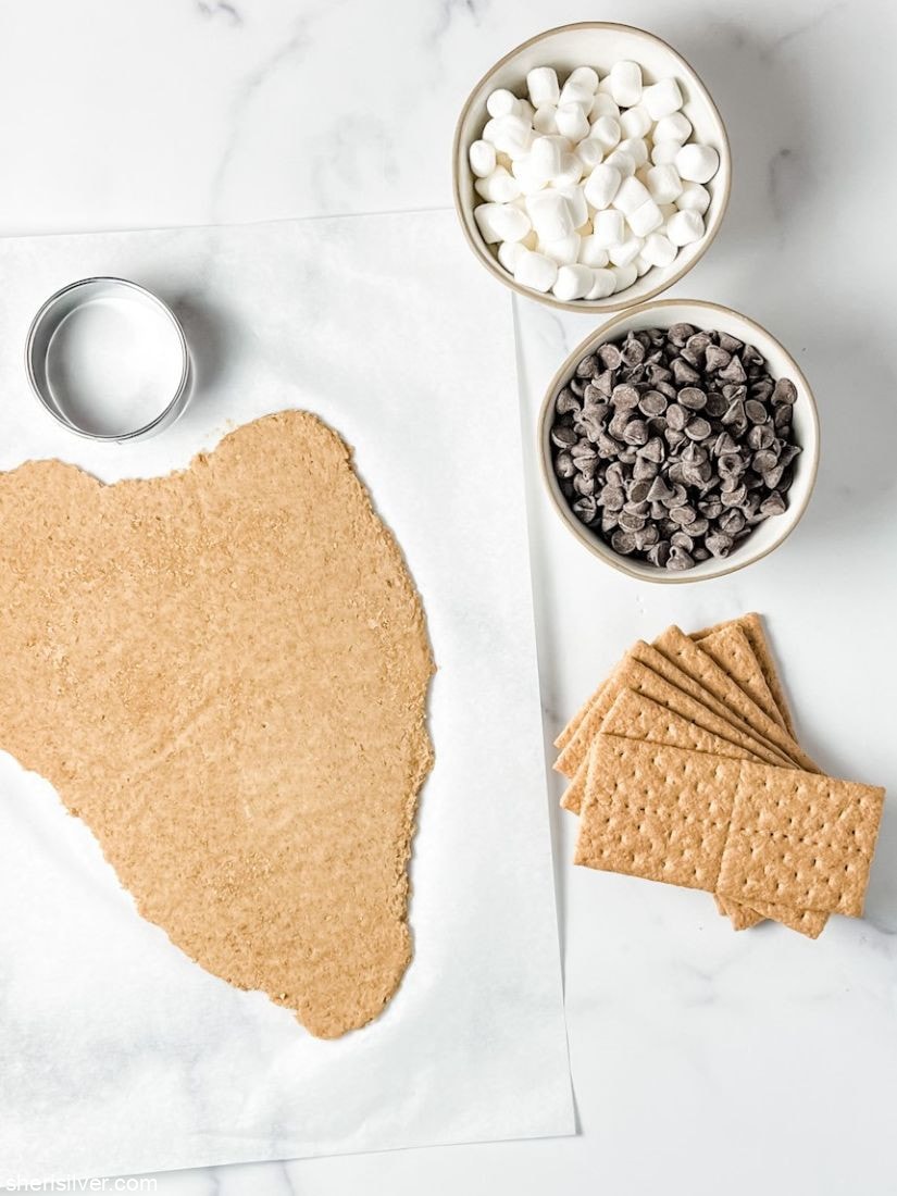 graham cracker dough with mini marshmallows and chocolate chips