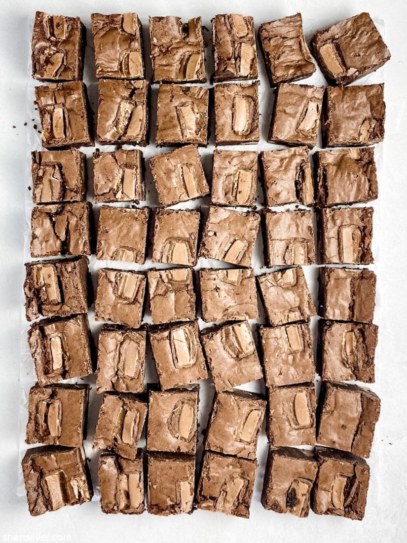 milky way brownies on parchment paper