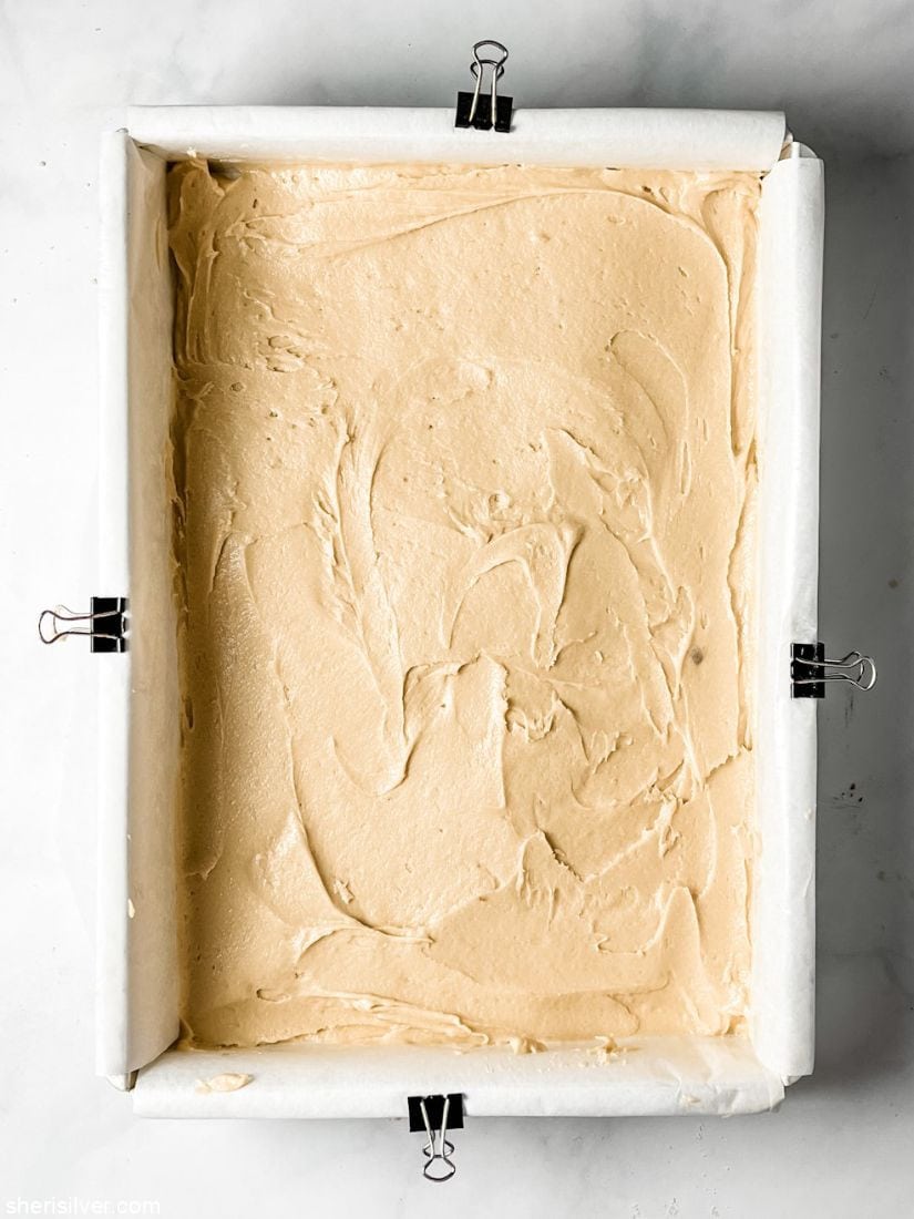 cookie dough in a baking pan