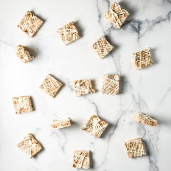 salty sweet cereal bars on a marble background