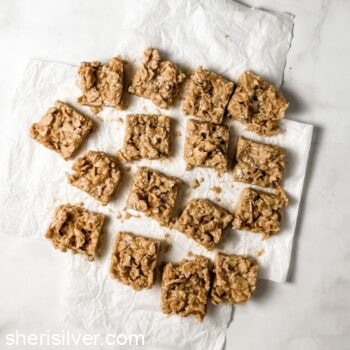three ingredient cereal bars on parchment paper