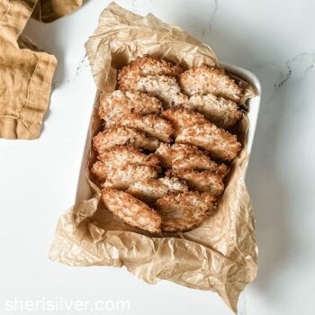 latke cookies in a parchment lined dish