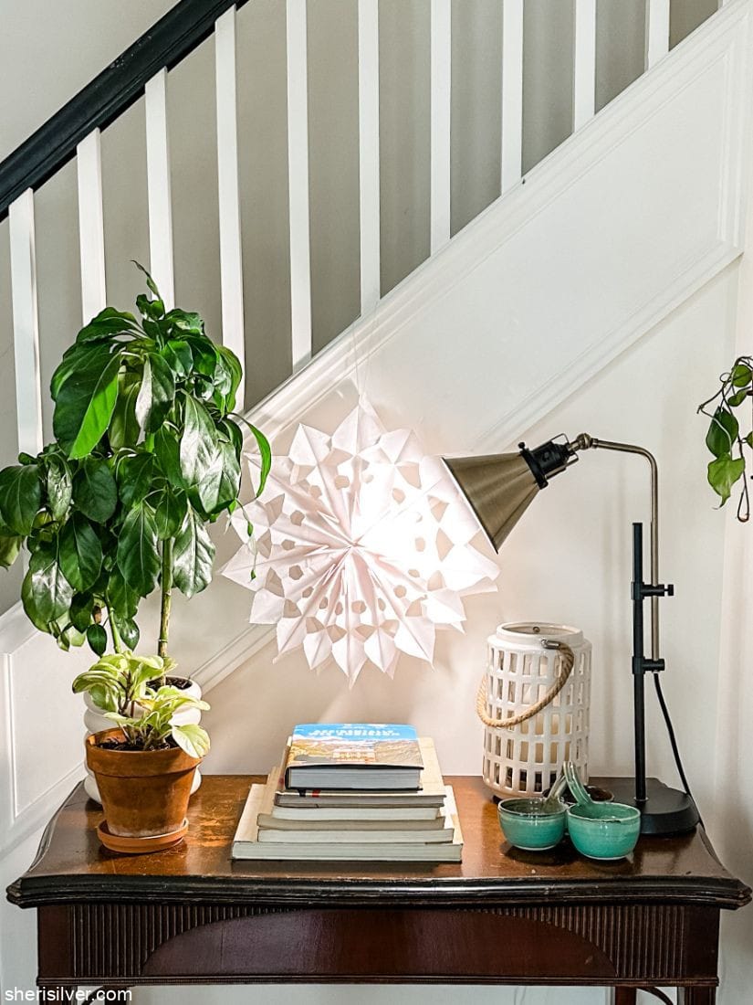 plants on a vintage sideboard