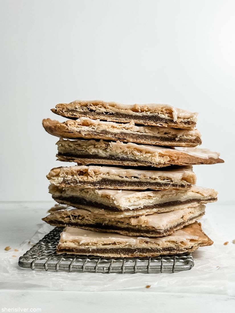 brown sugar slab pie on a vintage cooling rack