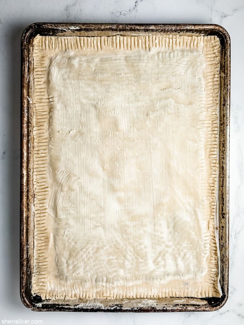 brown sugar slab pie in a sheet pan