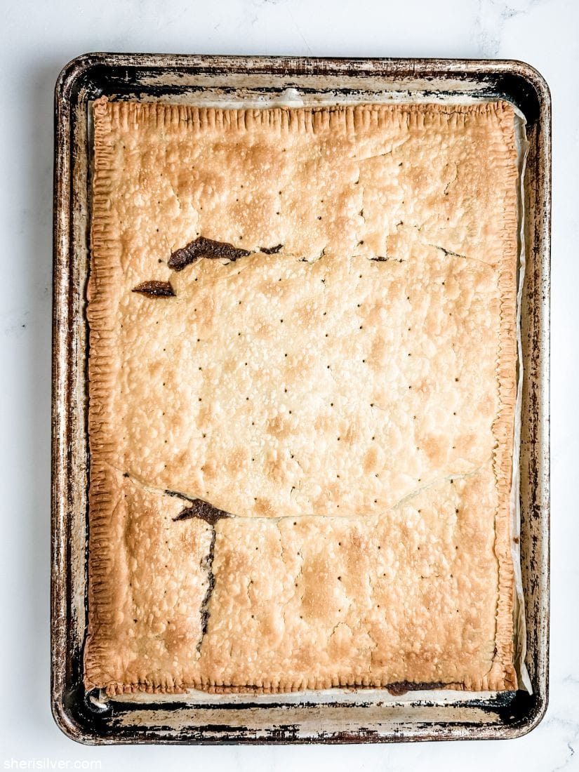 brown sugar slab pie in a sheet pan