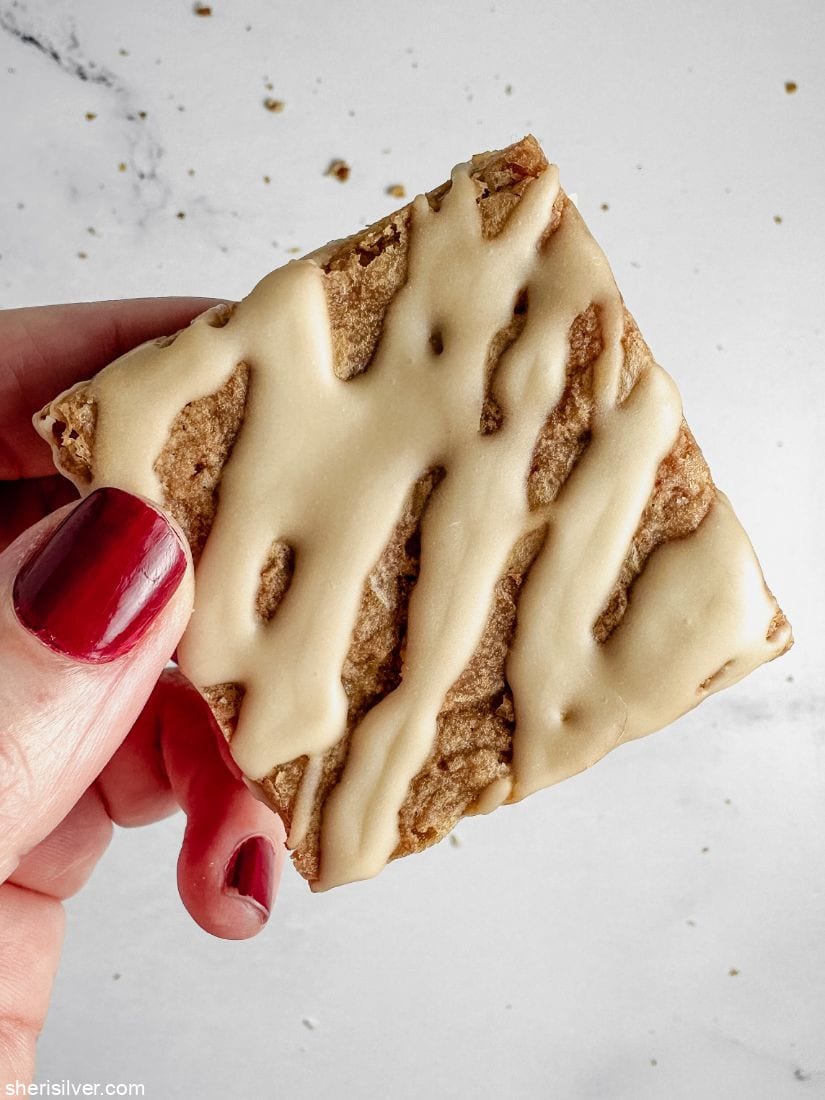 mocha chip blondie with coffee glaze