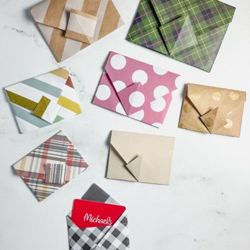 homemade paper envelopes with gift card