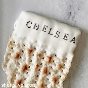 stamped matzo place card