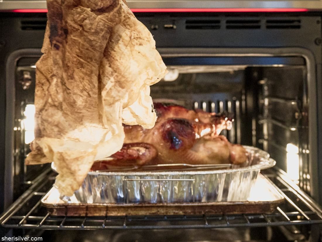 Thanksgiving turkey in the oven