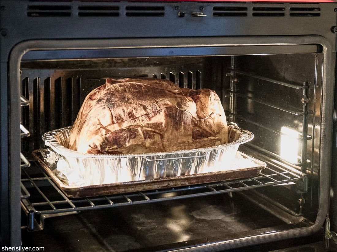 Thanksgiving turkey in the oven