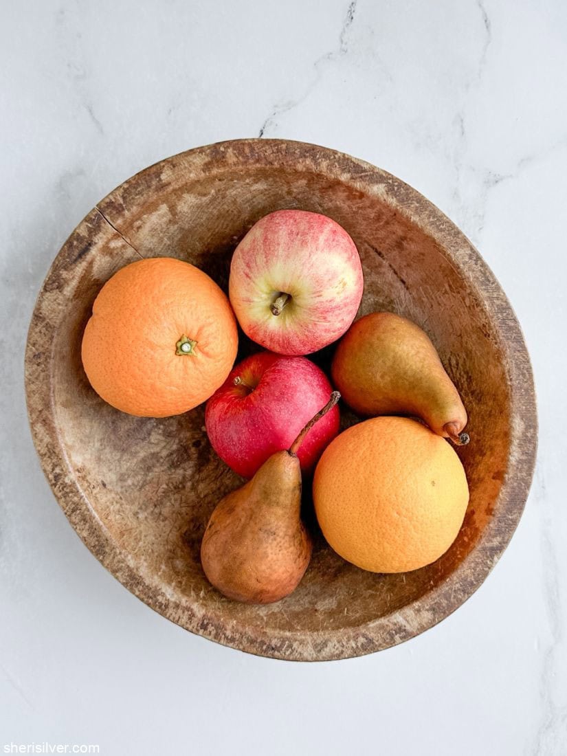 fruit for stamped clay place cards