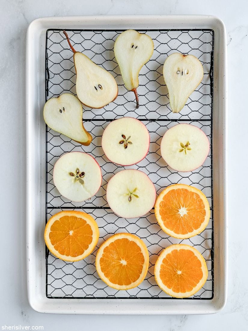 fruit slices for stamped clay place cards
