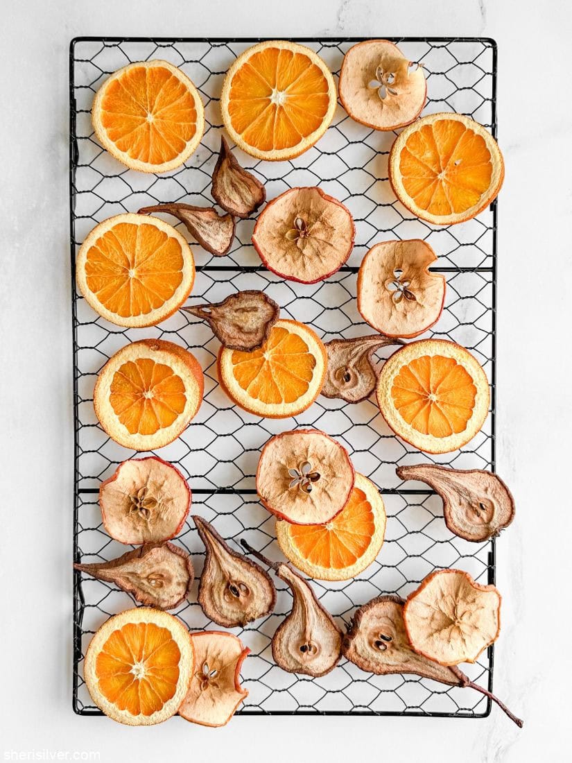dried fruit slices for stamped clay place cards