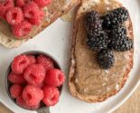homemade granola butter on toast with berries
