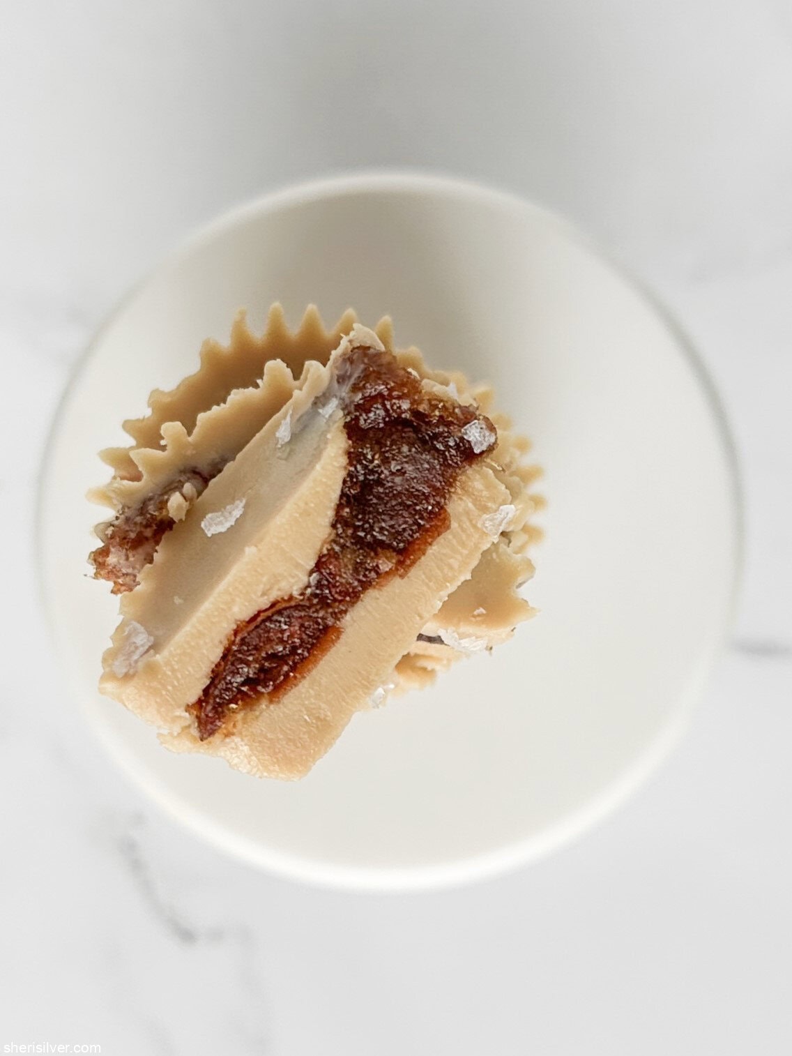 no bake tahini bites on a mini cake stand