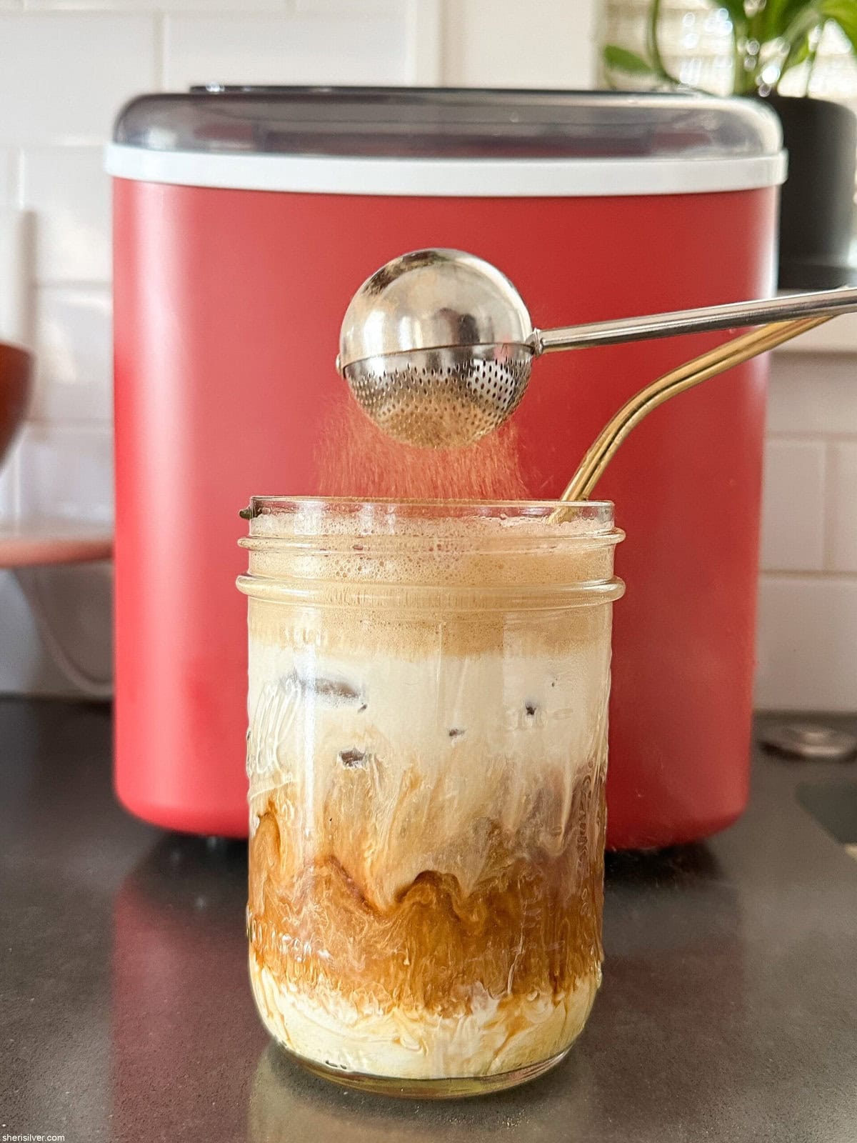 brown sugar shaken iced latte with cinnamon