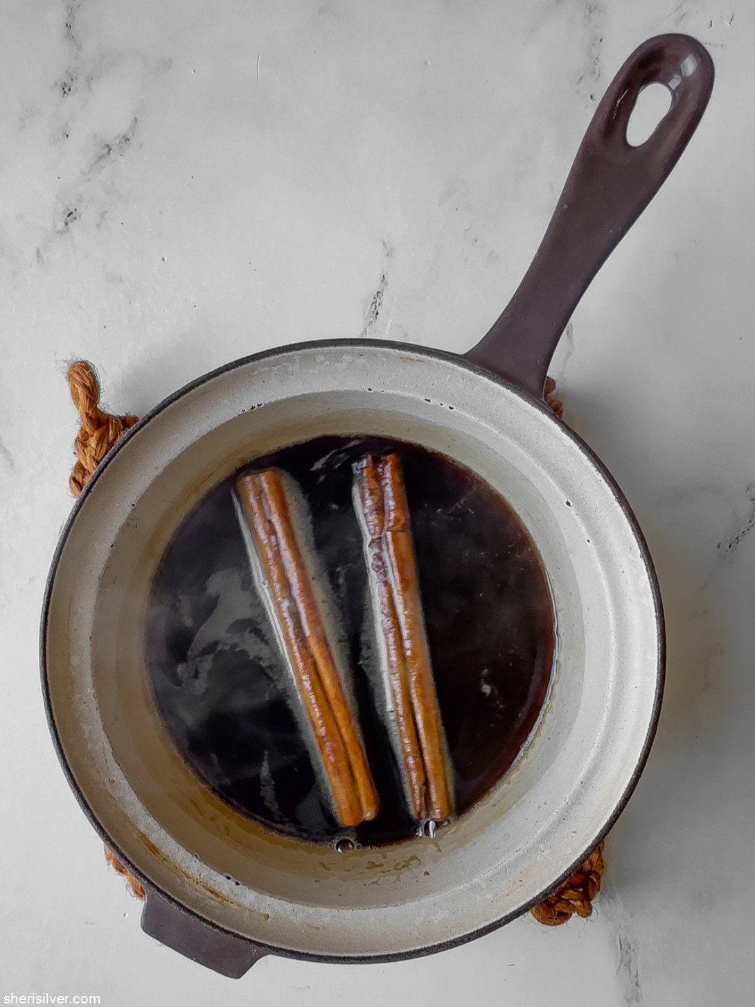 cinnamon sticks in brown sugar simple syrup
