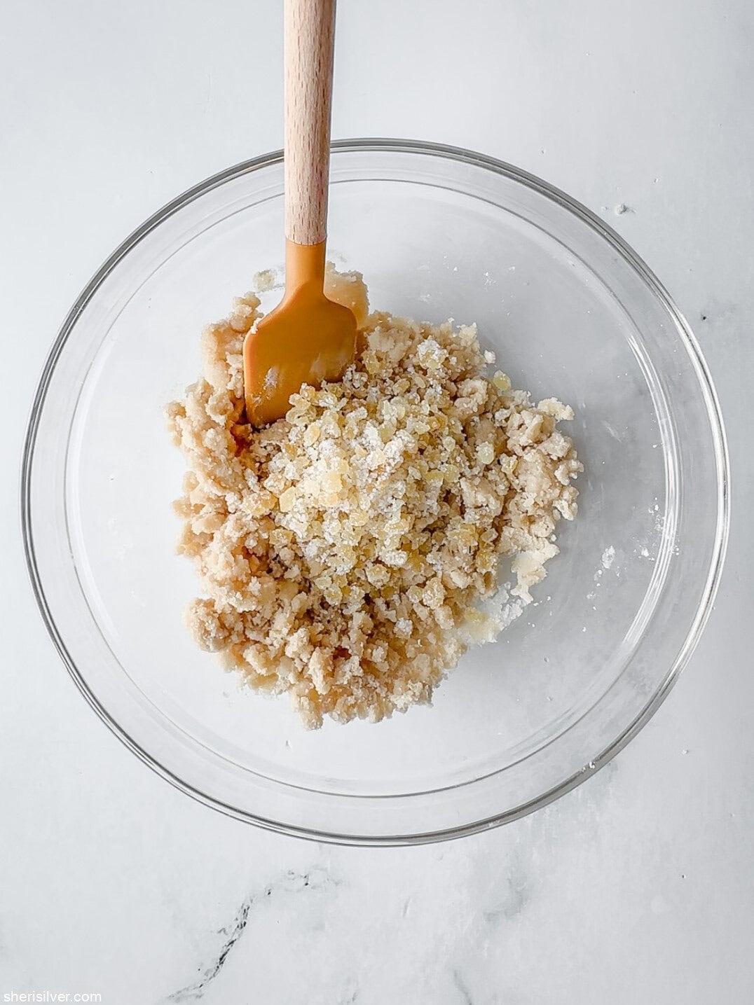 streusel ingredients for spiced coffee cake with raspberry curd