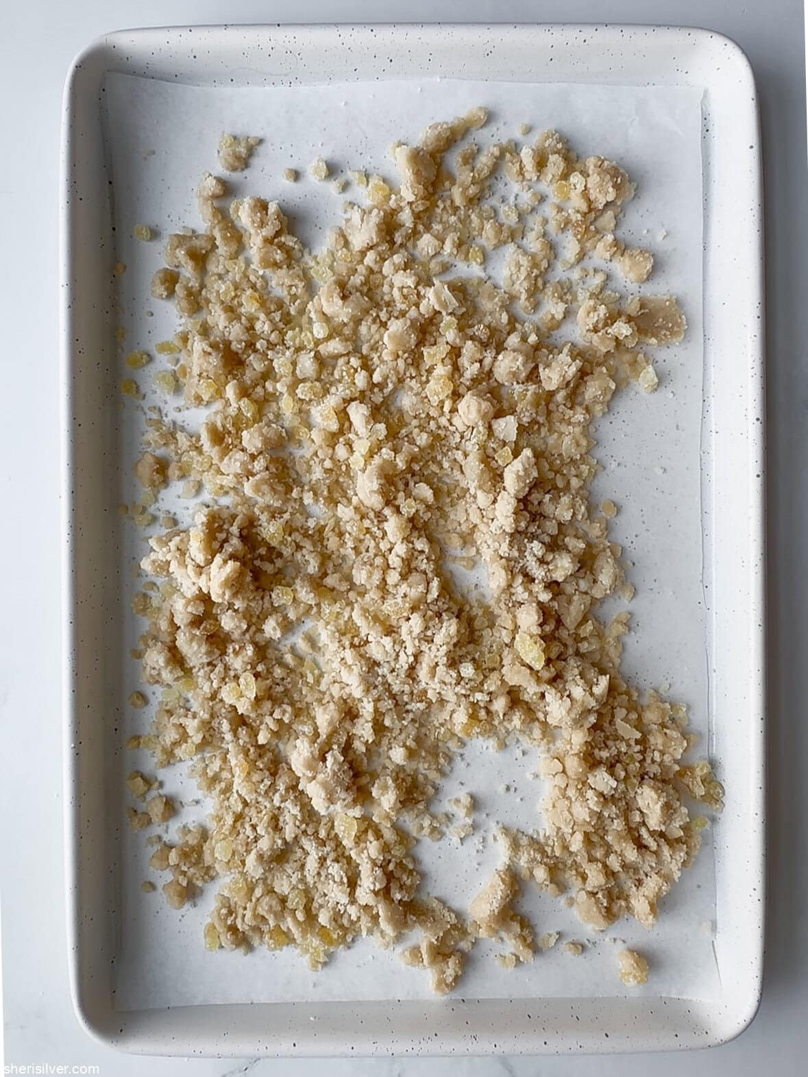 streusel for spiced coffee cake with raspberry curd