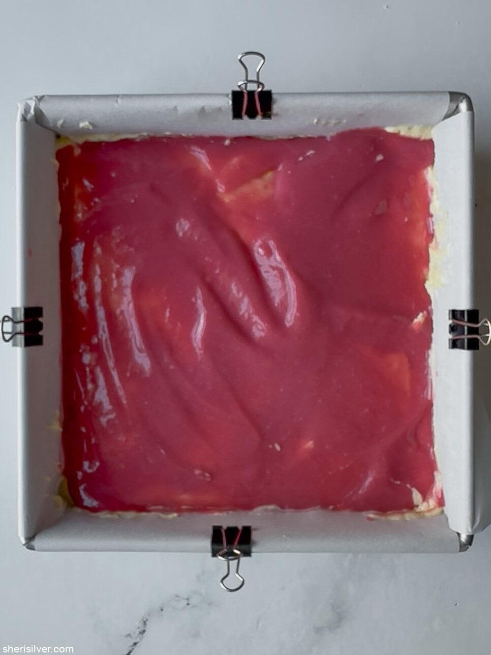 curd layer for spiced coffee cake with raspberry curd