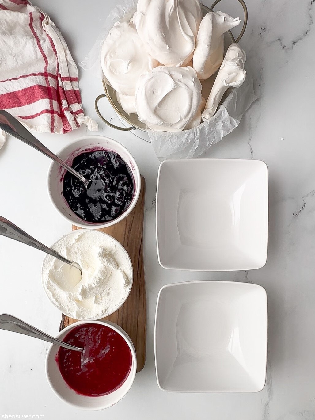 red white and blue pavlova parfaits