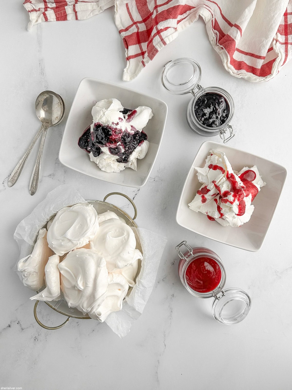 red white and blue pavlova parfaits