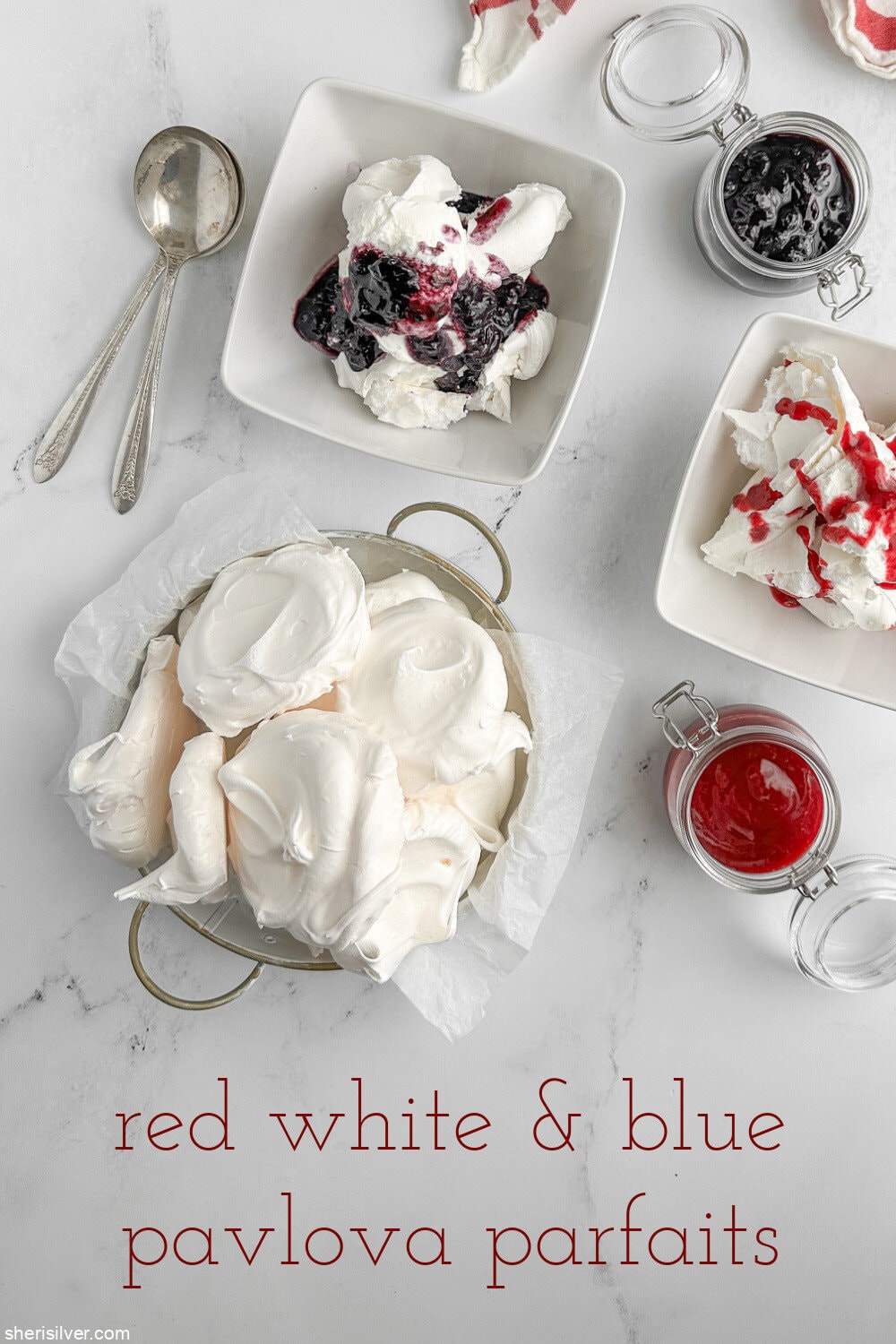 red white and blue pavlova parfaits