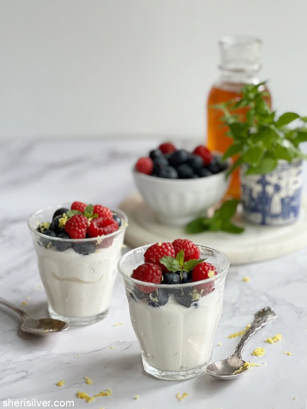 whipped yogurt cream with summer berries