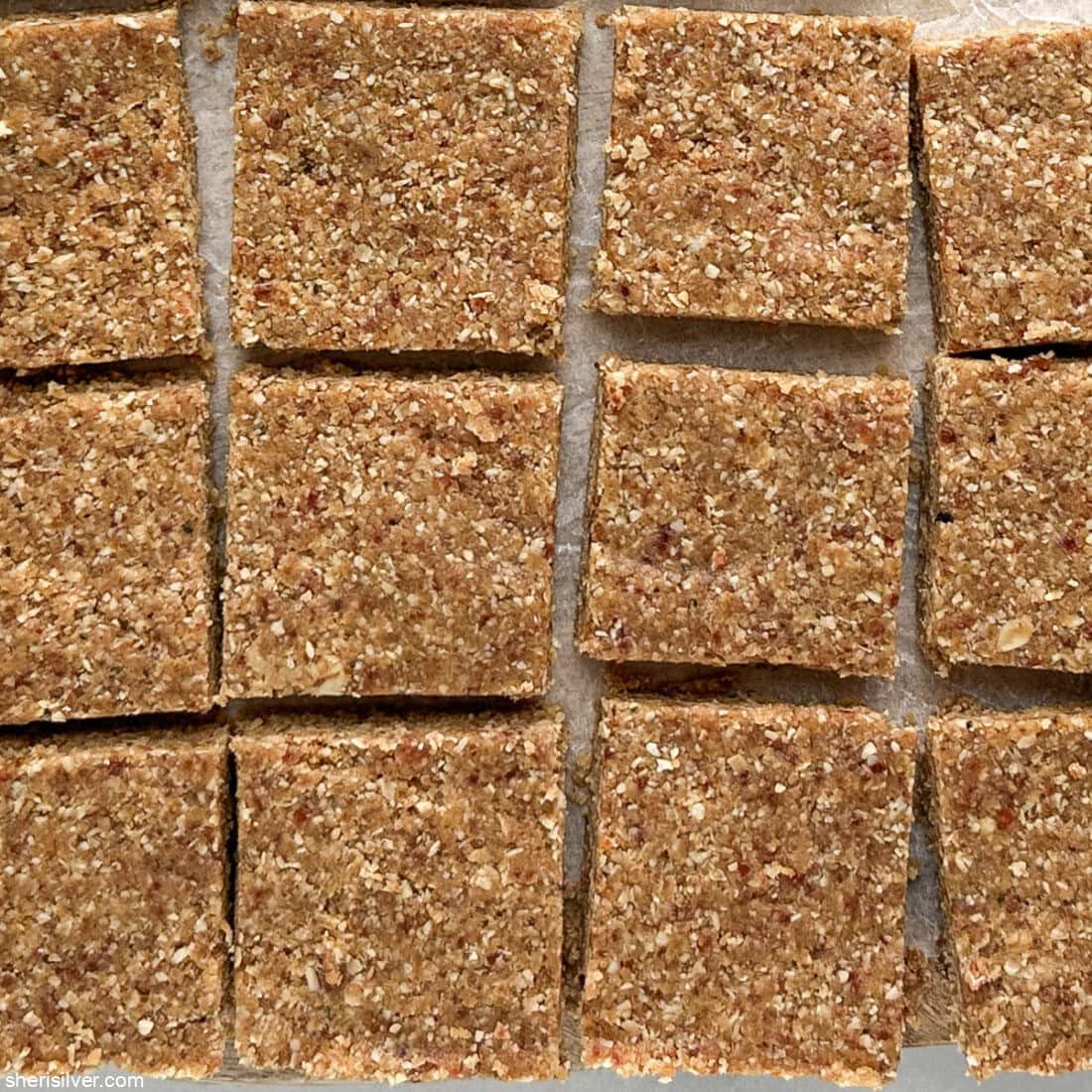 sliced no bake tahini oat bars